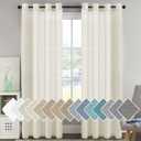H.VERSAILTEX Elegant Natural Linen Curtain Panels Energy Efficient Semi - Sheers Linen Curtains/Nickel Grommet Window Treatments Panels/Drapes (Set of 2, 52 by 96 Inch, Ivory)