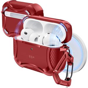 ESR for AirPods Pro 3 Case (2025), Compatible with Airpods Pro 3rd Generation Case (USB-C Cable), Magnetic Lid, MagSafe Ready, Powerful Drop Protection, Cyber Series, Red