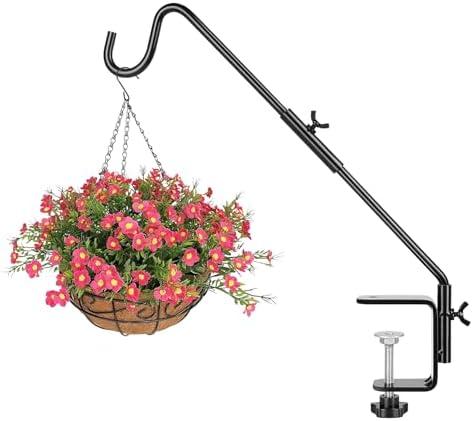 BOLITE Heavy Duty Deck Hook, 16 Inch Bird Feeder Hanger for Hummingbird Feeders, Planters, Lanterns, Wind Chimes, 360° Rotatable Arm, Black, Birthday Gifts for Women Men, Gifts for Mom Dad