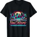 New Orleans Louisiana Shirt LA 80s 90s Retro City Skyline T-Shirt (Small)