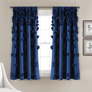 Lush Decor Riley Window Curtain (Single Panel), 54"W x 63"L, Navy Lush Decor Riley Window Curtain (Single Panel), 54"W x 63"L, Navy