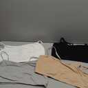 Fruit of The Loom Womens Spaghetti Strap Cotton Pullover Sports Bra Value Pack (44, Sand/White/Black/Heather Grey)