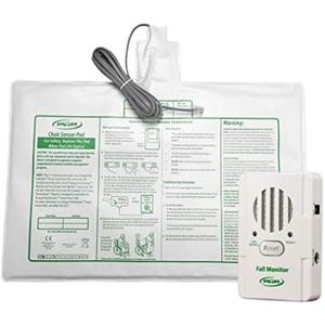 Smart Caregiver Chair Exit Alarm for Elderly Fall Prevention - Weight Sensing Pad and Alert Monitor Let You Know When They Get Up from a Chair