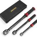 AEROFORCE 1/4 & 3/8 & 1/2-inch Drive Click Torque Wrench, 3Pcs Torque Wrench Set 4-20Ft.lb, 5-45Ft.lb, 15-165Ft.lb 72-Tooth Dual Scale for Bike, Moto, Car Repair