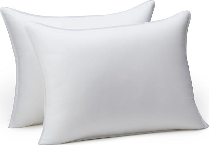 Amazon Basics Down Alternative Pillows for Stomach and Back Sleepers, Soft Density, Standard Size. White, 2-Pack
