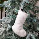 12 Pcs 10 Inch Snowy White Christmas Stockings Faux Fur Christmas Stockings Furry Christmas Stocking Hanging Ornaments Candy Gift Bags Fireplace Hanging Stocking for Decorations Xmas Tree