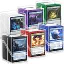 6 Pack Card Deck Boxes, Clear Commander Deck Case with 600Pcs Card Sleeves and Dividers, Standard Size Cards Storage Box Perfect Fit for MTG, Sport, Trading Cards (6 colors)