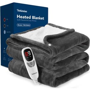 Heated Blanket, Electric Blanket with 2 Wearable Buttons, 50x60 Inches Wearable Heated Throw Blanket, 9 Heating Levels & 1-10 Auto Shut-Off, for Office, Home, Gift for Men Women (Grey)