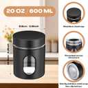 Mimorou 3 Pcs Stainless Steel Canister Set with Glass Windows Visible Storage Jars Silver Kitchen Canister Set for Pasta Flour Oat Sugar Container, Kitchen Tools, Housewarming Gifts (Black,20 oz)