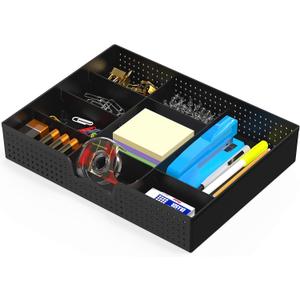 Simple Houseware Drawer Organizer Tray with 9 Adjustable Compartments, Black