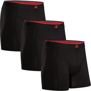 DANISH ENDURANCE Men's Bamboo Viscose Boxer Briefs (3-Pack) Ultra-Soft, Breathable, Tag-Free, With/Without Fly (Black/Red) XL