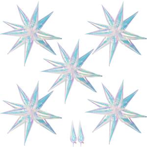62Pcs Explosion Star Balloon Spike Foil Balloon for Wedding Birthday Bachelorette Party Decorations, Iridescent