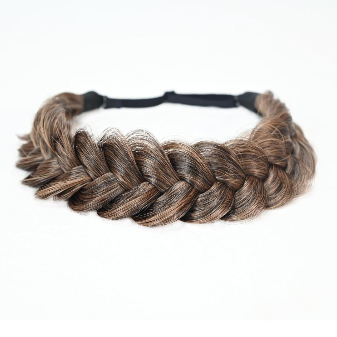 TOECWEGR Synthetic Hair Braided Headband Classic Wide Strands Wedding Disorderly Fluffy Braids Wig Band Women Beauty Accessory