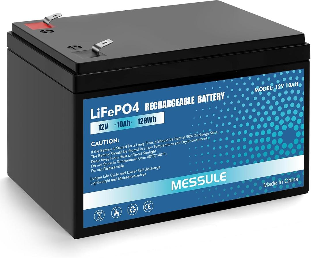 12V 10Ah Lithium LiFePO4 Rechargeable Battery for SLA,ADT,Rechargeable Replaces 12 Volt 10AH for Fish Finder, Power Wheels, Lighting,Solar Systems