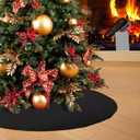 Black Christmas Tree Skirt 30 inches Small Double Layers Soft Burlap Tree Skirt for Christmas Halloween Holiday Home Decorations