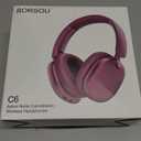 RORSOU C6 Active Noise Cancelling Headphones, Wireless Over Ear Bluetooth Headphones, 60H Playtime, Lightweight Folding Deep Bass Comfort Fit Ear Cups Headset with Mic for iPad/Travel/PC/Home Red