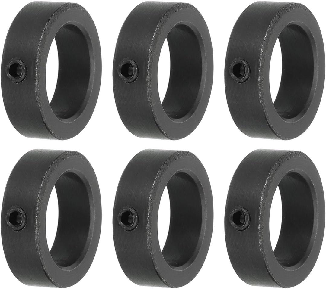 MECCANIXITY Shaft Collar 0.8 Inch Bore Carbon Steel Set Screw Style Clamping Collars Black 6 Pcs
