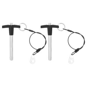 uxcell 2 Pcs T Handle Quick Release Pin, 5/16" x 2"(Dia. x L) 304 Stainless Steel Push-Button Quick Release Pin with Lanyard Cable for Audio Bimini Top Marine Hardware, Silver