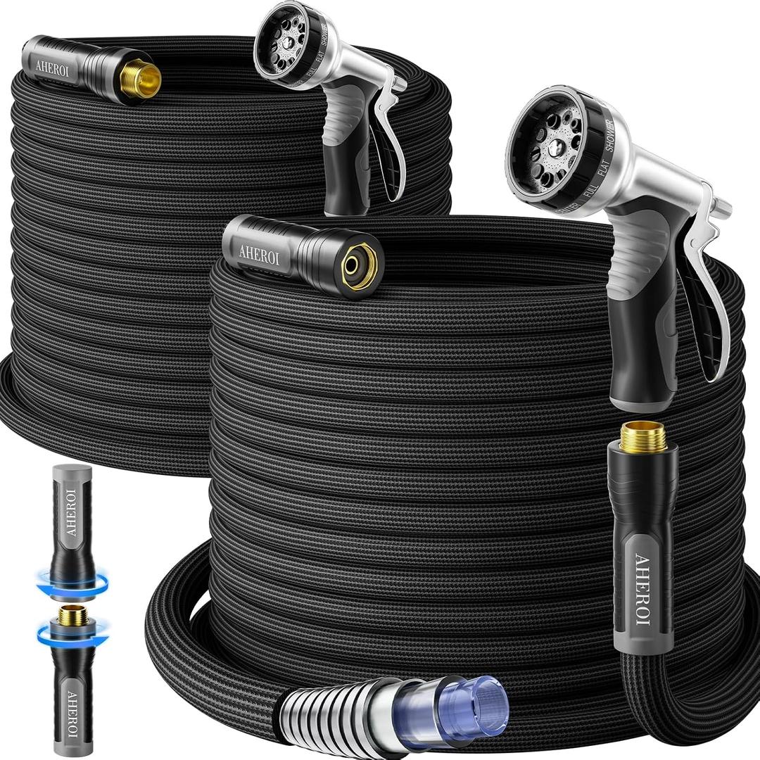 Aheroi Garden Hose 50FT, Flexible Garden Hoses Duo Mode Patented Kink-Free Water Hose with 10 Spray Nozzle, Lightweight Non-Expanding Waterhose for Outside Garden,High-Pressure&Wear-Resistant