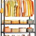 Ulif H4 Plus Garment Rack, 4-Tier Portable Clothes and Clothing Rack for Bedroom and Cloakroom, Closet Storage and Organizer Wardrobe System, 45" W x 14" D x 76.4" H, Load 522lbs, Black