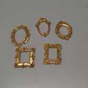 UOIENRT 5PCS Vintage Resin Picture Frame, Small Vintage Picture Frames, Oval Rectangle Wall Hanging Antique Photo for Jewelry Display Holiday Party Christmas Hotel Decor (Gold) (Bronze)