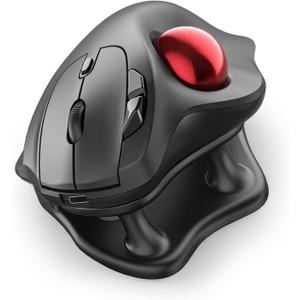 Nulea M511 Wireless Trackball Mouse, Rechargeable Ergonomic ThumbControl Mouse with Tilt Stand, Smooth & Precision Tracking, 3 Device Connection (Bluetooth or USB Receiver), for PC/Mac/Laptop Red