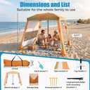 Beach Cabana,3 Side Curtains,7.2 * 7.2 FT for 5-6 People, Beach Canopy with Sand Bags,Easy Beach Shade, Beach Tents for Family, Adjustable Height,Yellow