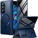 BERFY for Samsung Galaxy Z Fold 7 Case with Privacy Screen Protector, [Compatible with MagSafe][Anti Spy] Built-in Hidden Kickstand, Full-Body Shockproof Slim Phone Case for Z Fold 7, Blue