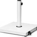 Patio Umbrella Base 43lbs Outdoor Umbrella Stand with Wheels, Heavy Duty Square Concrete Stand Market Umbrella, White