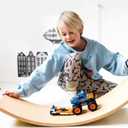 Gentle Monster Wobble Balance Board, Wooden Montessori Toy Rocker Board Natural Wood Kids Toddler Open Ended Learning Toy Yoga Curvy Board for Adult Office Classroom Christmas Gifts, 35"D x 8"W x 1"H