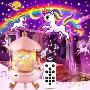 Sound Machine Baby Night Light Projector, 15 White Noise | 21 Colors | 15 Films Toddler Night Light for Kids, Remote Control Baby White Noise Machine, Unicorn Toys for Girls (Pink)