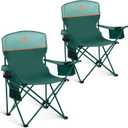 HIGH POINT SPORTS 2 Pack Portable Camping Chair for Adults, Folding Outdoor Camp Chair Lightweight Lawn Chairs Folding Collapsible Chair for Camping, Tailgates, Beach, Green, Support 250lbs