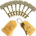 100 PCS Key Bottle Openers,Vintage Skeleton Key Bottle Opener with Escort Card Tag and Key Chains, Rustic Decoration for Wedding Favors,Return Gifts for Housewarming(Bronze)