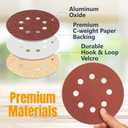 POWERTEC 40 Grit, 100 Pack, 6 Inch Sanding Discs Hook and Loop, 6-Hole Aluminum Oxide Orbital Sander Pads, Woodworking Round Sandpaper for Random Orbital, Air, Pneumatic & DA Sanders (45204-P4)