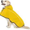 Mile High Life Dog Raincoat, Adjustable Waterproof Pet Rain Jacket, Reflective Hooded Poncho for Small Medium Large Dogs, Lightweight Breathable Pet Rain Coat (Yellow,XL Chest 31"-37")