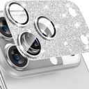 Tensea for iPhone 17 Pro Max Camera Lens Protector, Metal Aluminum Alloy Tempered Glass Cover Camera Screen Protector Accessories, Case Friendly (Silver Glitter)