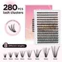Uilulu Lash Clusters kit 9-16mm DIY Lash Extension Kit 280 30D D Curl Lash Clusters 0.07D Natural Individual Lashes Clusters False Eyelashes Wispy Eye Lash Kits Extensions Kit