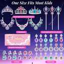 DUDUCOFU Princess Kids Jewelry for Girls Light Up Princess Crowns Wands, 40 Pcs Dress Up Accessories with Necklaces Rings Clip on Earrings for Girls Costumes Jewelry Toys Gift