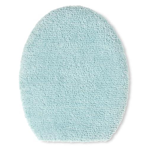 TOWN & COUNTRY EVERYDAY Ultra Plush Solid Tufted Toilet Lid Cover, Soft and Absorbent, Non-Slip Cover, Machine Washable, Aqua Blue, 18"x19"