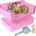 HoppScotch.bun Bumbox Deluxe Rabbit Litter Box, Extra Large 21.45" Training Cage with Toilet Tray for Small Animals, Pink