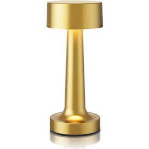 Portable LED Table Lamp, 3-Levels Brightness Metal Desk Lamp,3 Color Touch Control Rechargeable Lamp, Ideal Bedside Lamp for Nightstand,Bedroom, Living Room (Gold)