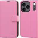 OCASE Compatible with iPhone 17 Pro Wallet Case, PU Leather Flip Folio Case with Card Holders RFID Blocking Kickstand [Shockproof TPU Inner Shell] Phone Cover 6.3 Inch 2025, Pink