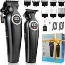 Hair Clippers for Men Professional, Cordless Barber Clippers and Trimmers Set, Electric Clippers for Hair Cutting Kit with LED Display, Gift for Men (Black1)