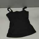 SUUKSESS Women Cotton Rib Padded Tank Tops Sleeveless Spaghetti Strap Square Neck Tops Summer Camisole Going Out Shirts (Black, S)