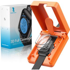 Apple Watch Series 9/8/7 41MM Screen Protector [Automatic Alignment Tool] Flexible HD Transparent Film, Anti-Scratch, Bubble-Free, Waterproof, Touch Sensitive [Non-Glass] 3PCS (46MM)