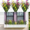 6 Bundles Artificial Flowers for Outdoor, Faux Silk Morning Glory Spring Summer Flowers for Outside Garden Planter Front Porch Yard Patio Window Box & Indoor Table Vase Home Decor (Colorful)