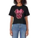 Disney Minnie Mouse Icon Pink Hearts Valentine's Day Women's Crop Top, M