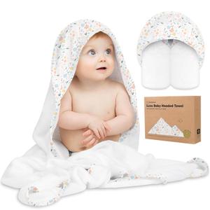 KeaBabies Hooded Baby Towel for Newborn - Viscose Derived from Bamboo Large Baby Bath Towels with Hood for Boys, Girls, Toddler, Extra Absorbent & Soft Newborn Bath Essentials (Wildflowers) (Regular 35x35)