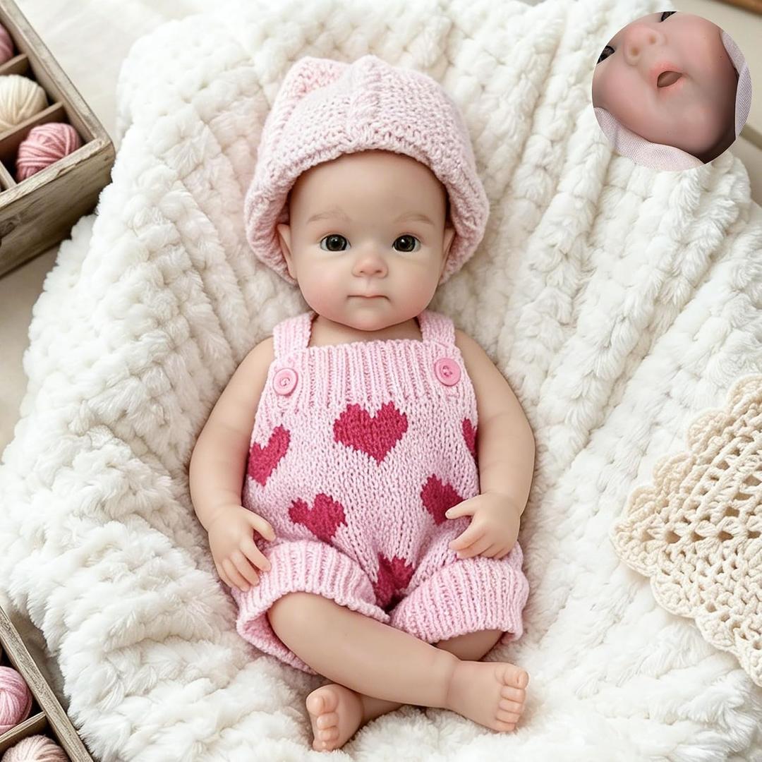 Gileutay 12 inch Full Silicone Reborn Baby Doll Girl Lifelike Newborn Dolls Open Mouth Real Life Baby Dolls with Feeding Accessories