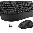 Keyboard and Mouse Combo, 2.4G Full Size Wave Keys Ergonomic Keyboard with Wrist Rest and 3-Level DPI Adjustable Wireless Ergonomic Mouse for Windows, Mac OS Desktop/Laptop/PC(Black)